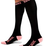 SB SOX Compression Socks (20-30mmHg) for Men & Women – BEST Socks for Running, Medical, Athletic, Varicose Veins, Travel, Pregnancy, Shin Splints, Nursing. (Black/Pink, Large)