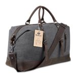 Weekender Overnight Bag Canvas Genuine Leather Travel Duffel Tote