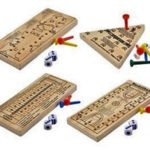 Wooden Peg Board Travel Games, Golf, Basketball, Football and Triangle Jumping Peg, 4-ct Set