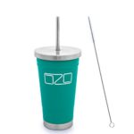 The Tumbler by OZO – Premium Stainless Steel Vacuum Insulated Travel Mug, Hot or Cold Drinks with Straw and Brush, 16oz capacity, in Matte Teal Green