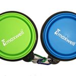 (2) Maxwell Collapsible Dog Bowls Set, Silicone BPA Free FDA Approved, Foldable Expandable Cup Dish for Pet Cat Food Water Feeding Portable Travel Bowl Free Carabiner