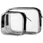 TSA Approved Clear Travel Size Toiletry Bag, Airline Carry-On Makeup Accessories Cosmetic Bag, 2 Pack