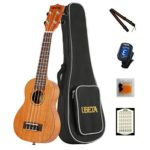 UBETA US-031 Soprano Ukulele 21 Inch Beginner Travel Mahogany Ukulele Bundle with Gig bag, clip-on tuner, picks,strings chord card and strap