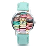 Top Plaza Women’s Fashion Watch with Colorful Macaron Pattern, Silver Tone – Lake Blue