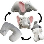 Yzakka Convertible Neck Pillow U Shaped Travel Pillow Stuffed Plush Toy Animal Elephant