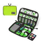 BAGSMART Travel Cable Organizer Portable Electronics Accessories Cases for Hard Drives, Charging Cords, USB Charger, Fluorescent Green