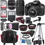 Canon EOS Rebel T6 DSLR Camera with EF-S 18-55mm f/3.5-5.6 IS II Lens, EF 75-300mm f/4-5.6 III Lens, W/ Total of 64 GB, Xpix Table top Tripod, FiberTique Cloth and Deluxe Accessory Bundle