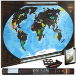 Scratch Off World Map with outlined US States – Deluxe Large Wall Poster – Detailed Travel Tracker – Perfect Gift for Travelers -BONUS Adhesive Stickers + Scratching Tool + Wiping Cloth + Unique eBook