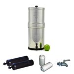 Travel Berkey Stainless Steel Water Filtration System w/ STAINLESS STEEL SPIGOT / 2 Black Filters / 2 Fluoride Filters (1.5 Gallon (Travel Berkey))