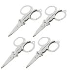 VNDEFUL 4 Pcs Travel Foldable Silver Tone Paper String Craft Shred Scissors