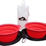 Northern Outback SUPERSIZED Travel Pet Bowl with Carrier – 2 Collapsible 5 CUP Silicone Bowls – BONUS Water Bottle! BEST TRAVEL DOG BOWL – BPA FREE