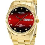 Swanson Men’s Gold Day-Date Watch Red Stone Dial with Travel Case