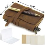 Passport Travelers Notebook Pocket Refillable Leather Journal AMAZING BUNDLE – Small Vintage Genuine Leather Notebook For Writing, Travel Diary, Daily Planner 5.4 x 4.3 Pen Pen-holder 3 Papers Zipper