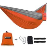 Kingstar Outdoor Double Camping Hammock, Portable Lightweight Parachute Nylon Single Garden Beach Hammocks with Tree Straps for Travel Camping Hiking Backpacking Backyard (orange)