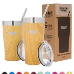 Healthy Human Insulated Stainless Steel Tumbler Cruisers – Travel Cup with Lid & Straw – Vacuum Double Walled Thermos – Idea for Coffee, Tea & Water 32 oz. Golden Oak