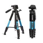 ZOMEI 55″ Compact Light Weight Travel Portable Folding SLR Camera Tripod for Canon Nikon Sony DSLR Camera Video with Carry Case（Blue)