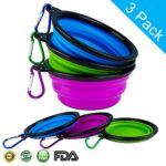 LOGROTATE Dog Bowl (3 Pack) Made of Food Grade Silicone and BPA-Free and FDA Approved Portable Foldable Pet Bowl for Dog Cat Pet Food Water Feeding-Collapsible Travel Bowls When Travel or at Home