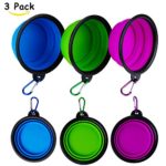 GDPETS Portable Dog Bowls, FDA Approved Food Grade Silicone Pet Feeder, Travel Portable Dog Water Collapsible Bowl (3 Pack) with Carabiners, Foldable Food Water Feeder