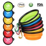 Agecash BPA Free Travel Pet Bowls 6 Pack Collapsible Pop up Bowl with Matching Carabiner Clips for Dog Cat, Lightweight, Sturdy, Leak Proof