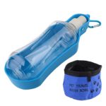 Zelta Collapsible Pet Water Bottle 16oz Travel Waterer Bonus Waterproof Food Bowl