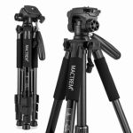 Mactrem PT55 Travel Camera Tripod Lightweight Aluminum for DSLR SLR Canon Nikon Sony Olympus DV with Carry Bag -11 lbs(5kg) Load ( Black)