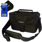 Canon Well Padded Compact Multi Compartment SLR Digital Camera Gadget Bag with Adjustable Shoulder Strap + HeroFiber Ultra Gentle Cleaning Cloth for Canon Digital SLR Cameras