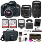 Canon Rebel T6 DSLR Camera w/18-55mm & 75-300mm Lenses 100ES Bag, Flash, Filter kit+ 32GB Promotional Dads and Grads Bundle
