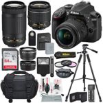Nikon D3400 with AF-P DX NIKKOR 18-55mm f/3.5-5.6G VR + Nikon AF-P DX NIKKOR 70-300mm f/4.5-6.3G ED Lens + 64GB, Deluxe Accessory Bundle and Xpix Cleaning Accessories
