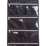 MISSLO 8 Zippered Pockets Travel Jewelry Roll up Organizer with Rotatable Hanger (Black)