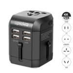 Universal USB Travel Power Adapter-EPICKA All In One Wall Charger AC Power Plug Adapter For USA EU UK AUS Cell Phone Laptop Including Quad 3.5A Smart Power USB Charging Port (4X USB)