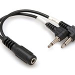 Hosa YMM-492 3.5 mm TRSF to Dual Right-Angle 3.5 mm TS Air Travel Headphone Adaptor Cable