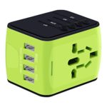 Universal Travel Adapter, International Power Adapter with 4 USB,European Adapter for UK,US,AU,India 150+ Countries,All In One Travel Plug Adapter for iPhone, Android,All USB Devices