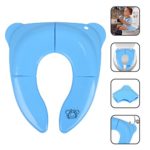 Potty Training Seat Covers with Non Slip Silicone Pads Portable Travel Safety Baby Potty Seat Foldable Reusable Comfortable Toilet Seats for Babies Toddlers and Kids Blue
