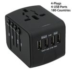 Universal Travel Adapter, Bobel All-in-one International Travel Power Adapter, AC Power Plug Adapter Wall Charger with 4 USB Ports Worldwide Outlet Plugs for UK, EU, US, AU, Asia Cover 180+Courtires