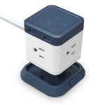 BESTEK Compact Power Strip Travel Cube 3-Outlet and 4 USB Charging Station with Mountable Detachable Base, 5 Feet Extension Cord,Flat Plug,1875W,ETL Listed