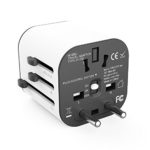 Travel adapter Worldwide All in One Universal Travel Adaptor Wall AC Power Plug Adapter Wall Charger with Dual USB Charging Ports for USA EU UK AUS(White)