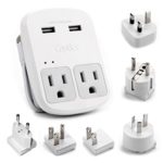 Ceptics World Travel Adapter Kit – 2 USB + 2 US Outlets, Surge Protection, Plug for Europe, UK, China, Australia, Japan – Perfect for Laptop, Cell Phones (Does Not Convert Voltage) (WPS-2B+)