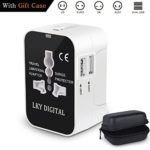 LKY DIGITAL Travel Adapter, Worldwide All in One Universal Power Adapter AC Plug International Wall Charger with Dual USB Charging Ports for US EU UK AUS Europe Cell Phone (White & Black)