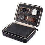 EleLight Multifunctional 8 Grids Watch Box Jewelry Box Organizer Storage Case with Lock and Mirror (Black) ­