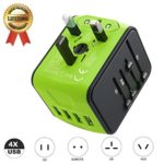 Travel Adapter JMFONE International Tavel Power Adapter 4 USB Wall Charger Worldwide Travel Charger Universal AC Wall Outlet Plugs for US, EU, UK, AU 160 Countries (green)