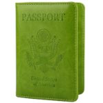 GDTK Leather Passport Holder Cover RFID Blocking Travel Wallet (Apple Green)