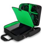 USA Gear Xbox One/Xbox One X Travel Case Carrying Bag for Console, Controllers, Games, Headsets & More with Adjustable Shoulder Strap, Accessory Storage Pockets, Customizable Interior – Green