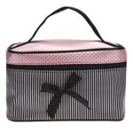Clearance! Cosmetic Bag, Stripe Bowknot Portable Large Travel Toiletry Bag Makeup Case Organizer Storage (B)