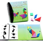 Tangram Game Travel Games 176 Magnetic Puzzle and Questions Build Animals People Objects with 7 Simple Magnetic Colorful Shapes Kid Adult Challenge IQ Educational Book【2 set of Tangrams】