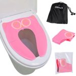 Gimars Upgrade Folding Large Non Slip Silicone Pads Travel Portable Reusable Toilet Potty Training Seat Covers Liners with Carry Bag for Babies, Toddlers and Kids, Pink