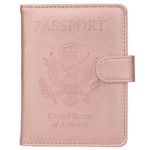 GDTK Leather Passport Holder Cover Case RFID Blocking Travel Wallet (Rose Gold)