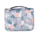 Ac.y.c Hanging Toiletry Bag-Portable Travel Organizer Cosmetic Make up Bag case for Women Men Shaving Kit with Hanging Hook for vacation Grey Flower