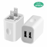 USB Wall Charger,2-Pack 10.5W/2.1A Universal 2-Port USB Wall Plug Power Adapter for iPhone X, 8/8 Plus 7/7 Plus, 6/6 Plus 6S, iPad, Samsung Galaxy S5 S6 S7 Edge, Nexus, LG, HTC -White