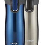 Contigo AUTOSEAL West Loop Stainless Steel Travel Mugs, 16 oz, Stainless Steel/Monaco Blue, 2-Pack