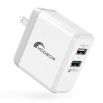 MOOBOM Quick Charge 3.0, Dual Port 30W USB Travel Wall Charger, 2.4A with Foldable Plug, for iPhone X / 8 / 7 / 7 Plus / 6s / 6s Plus, iPad Pro / Air 2 / mini 3 / mini 4, Samsung S9 / S8 / S7 (White)